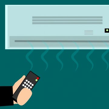 illustration of person with remote turning on the AC unit